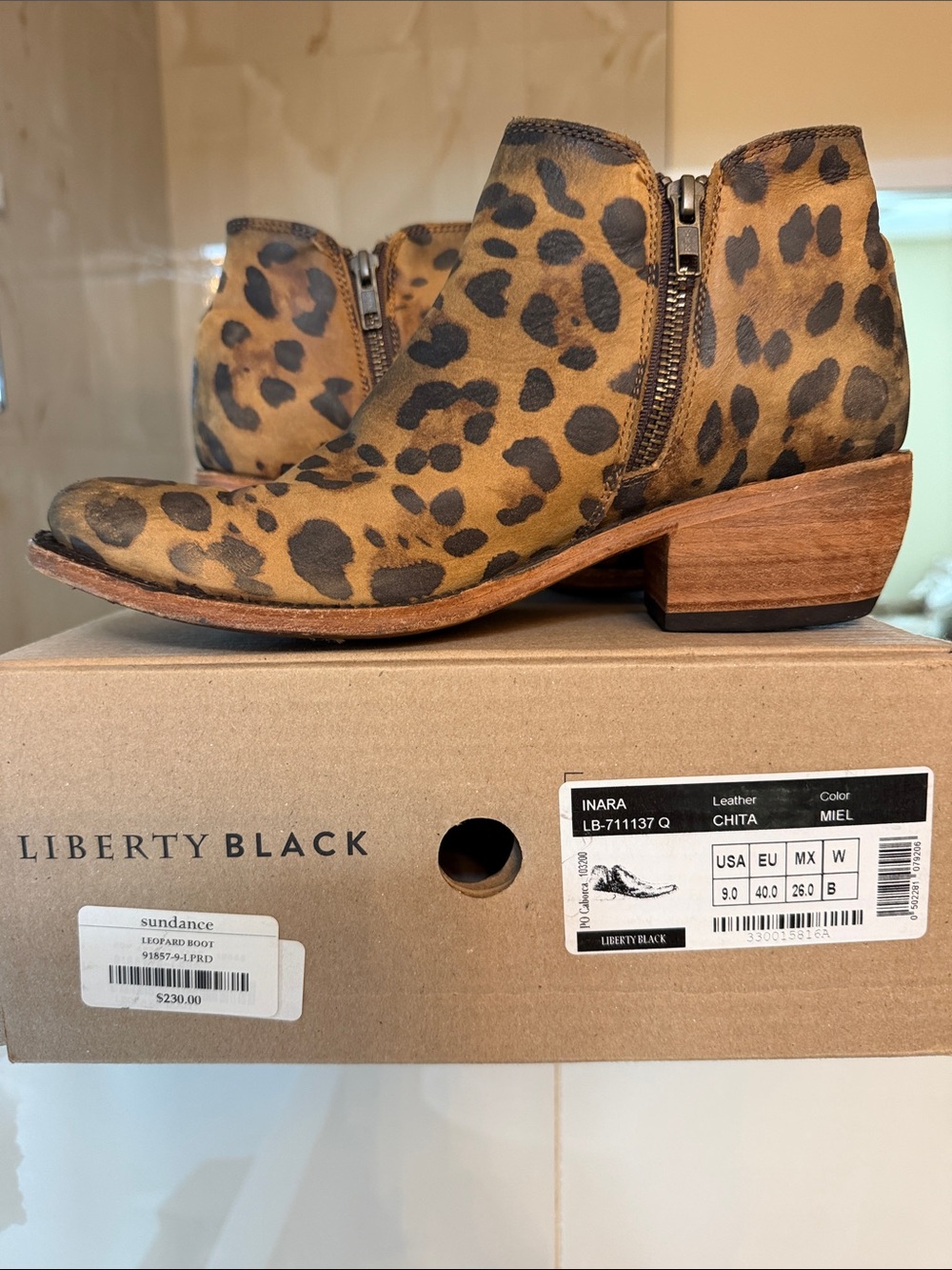 LIBERTY Black Inara Leopard-Print Ankle Boots - Brown & Black
